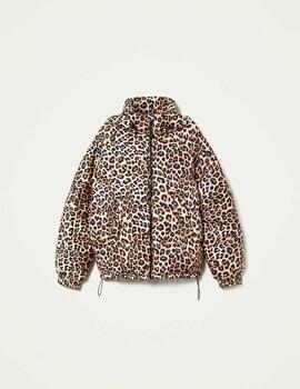 Abrigo Twinset plumas leopardo