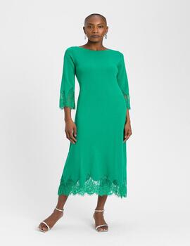 Vestido Twinset verde punto y encaje