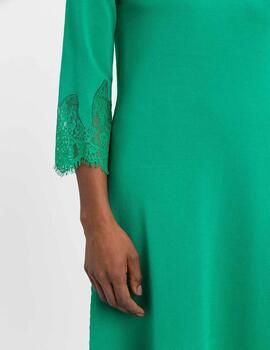 Vestido Twinset verde punto y encaje