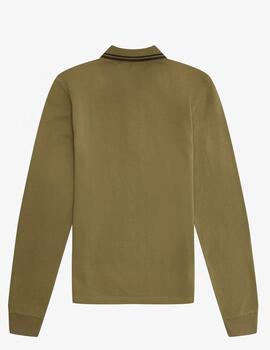 Polo Fred Perry manga larga con ribete Camel