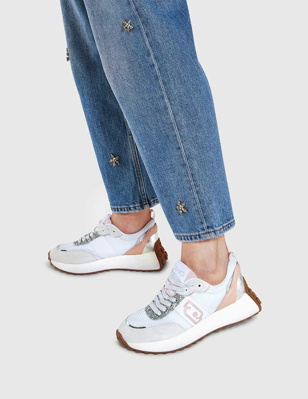 Zapatillas Azules con Plataforma, Bambas de Mujer, 100% Piel