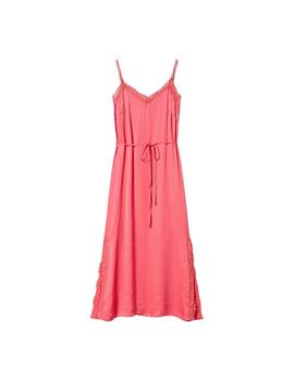 Vestido TWINSET largo de raso con encaje