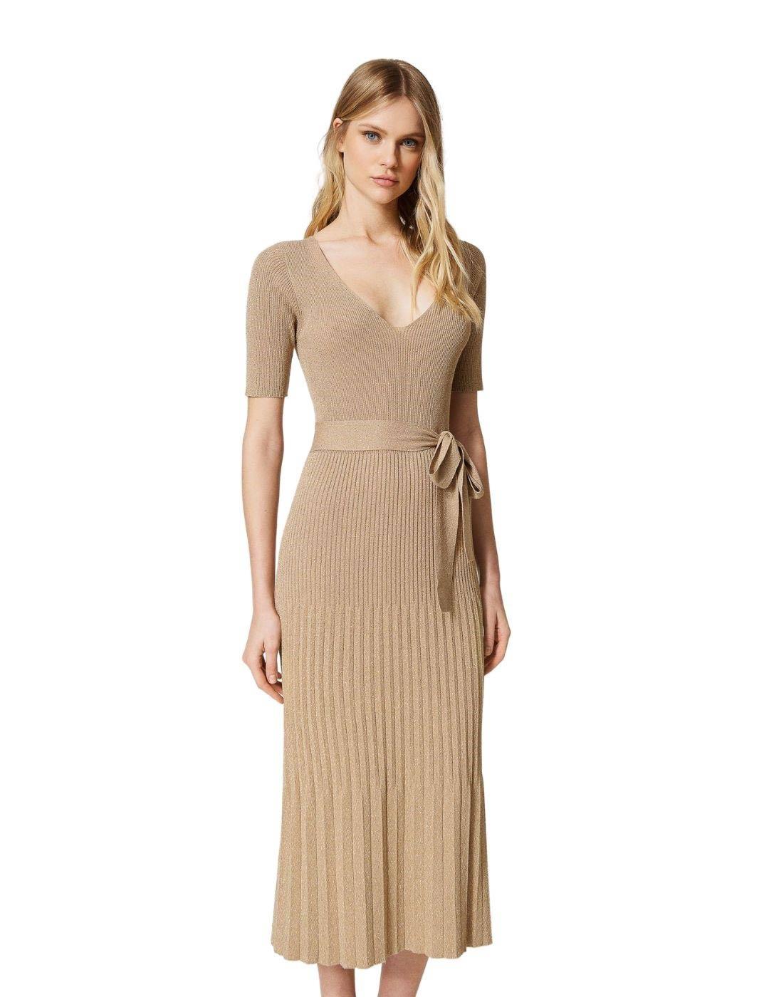 Vestido midi de punto lúrex