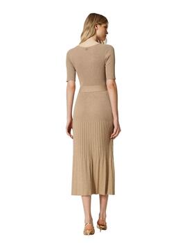 VestidoTWINSET midi de punto lúrex