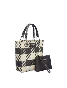 Bolso shopper MyEA vertical trenzado a cuadros