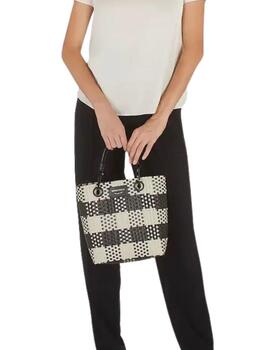 Bolso shopper MyEA vertical trenzado a cuadros