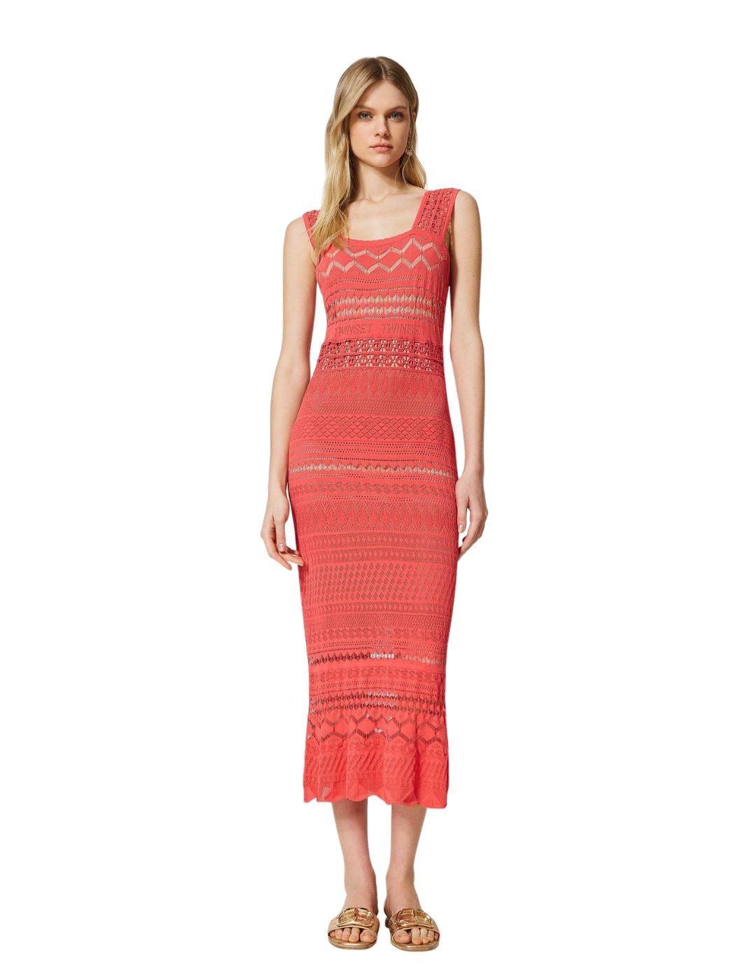 Vestido midi de punto de encaje