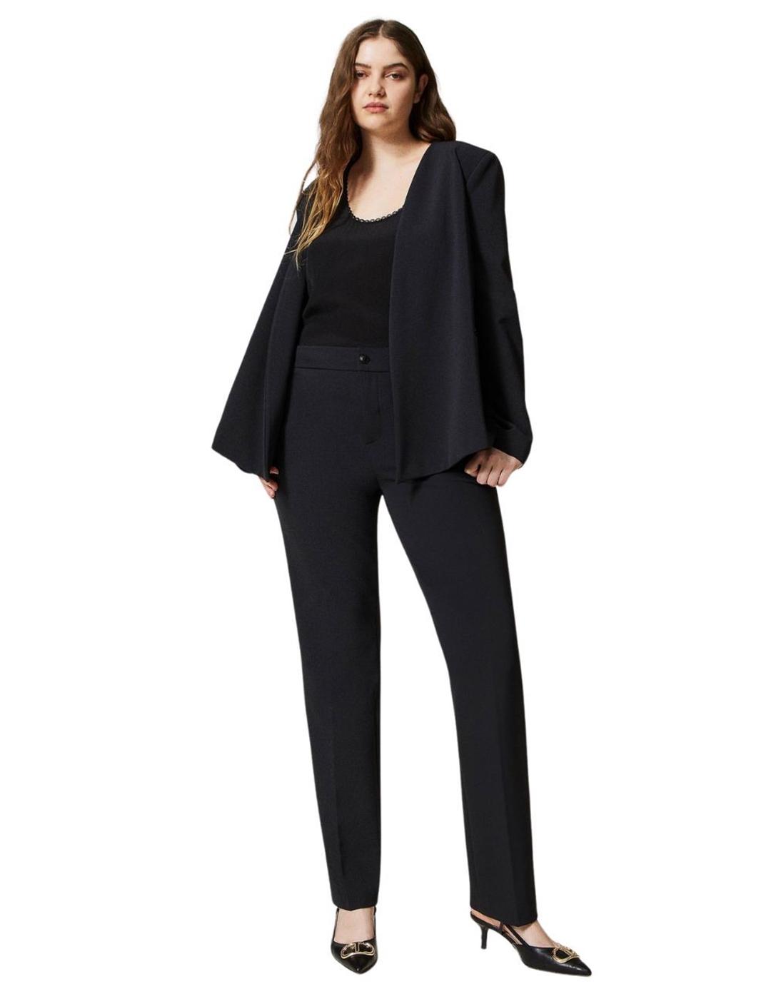 Top de seda mixta negro