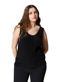 Top de seda TWINSET mixta negro