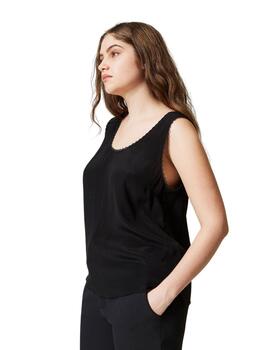 Top de seda TWINSET mixta negro