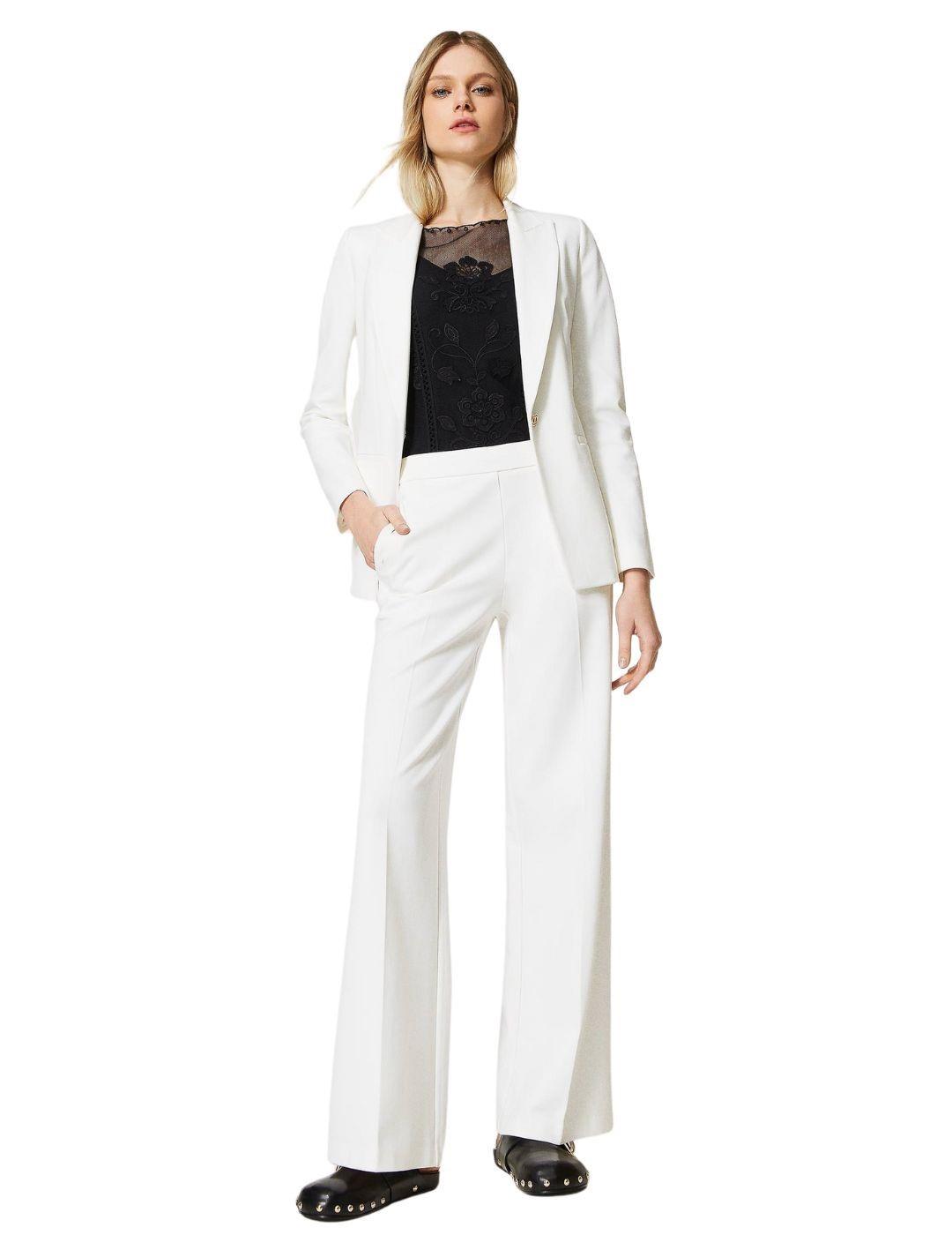 Chaqueta blazer con botón Oval T Blanco Nieve