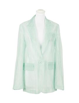 Chaqueta blazer de organza y encaje verde agave