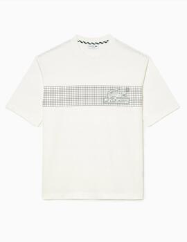 Camiseta Lacoste loose fit con estampado de tenis