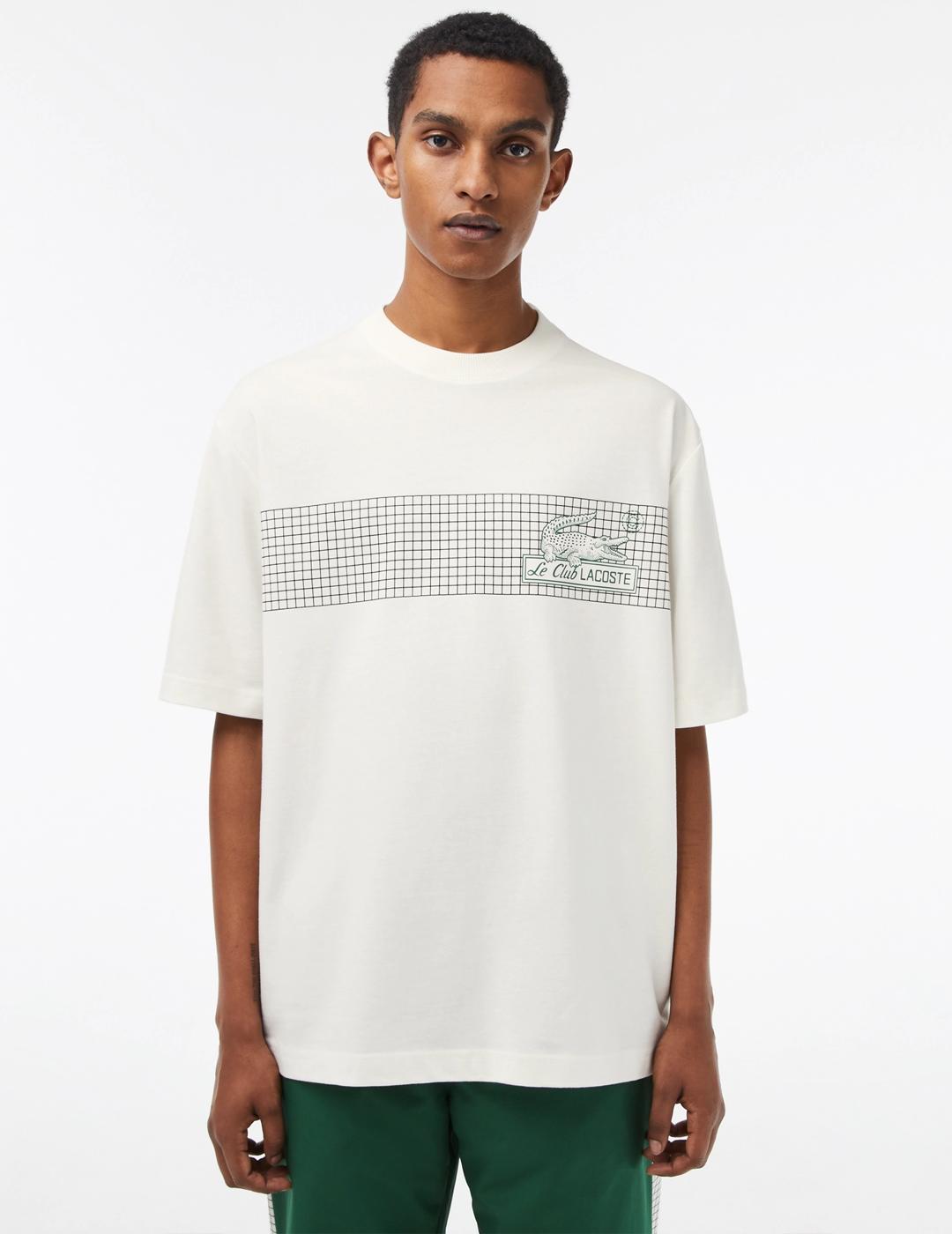 Camiseta Lacoste loose fit con estampado de tenis