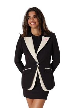 Blazer Negro Con Solapa Contraste Off White