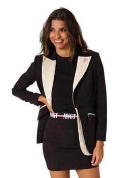 Blazer Negro Con Solapa Contraste Off White