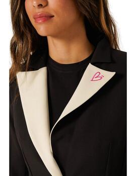 Blazer Negro Con Solapa Contraste Off White