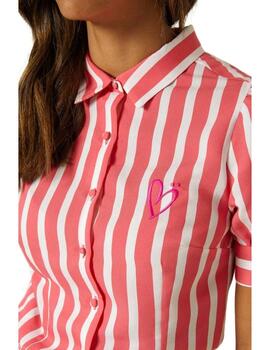 Camisa Rayas Blancas/Fucsia