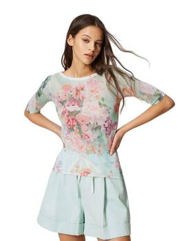 Jersey TWINSET acanalado con estampado de flores