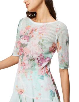 Jersey TWINSET acanalado con estampado de flores