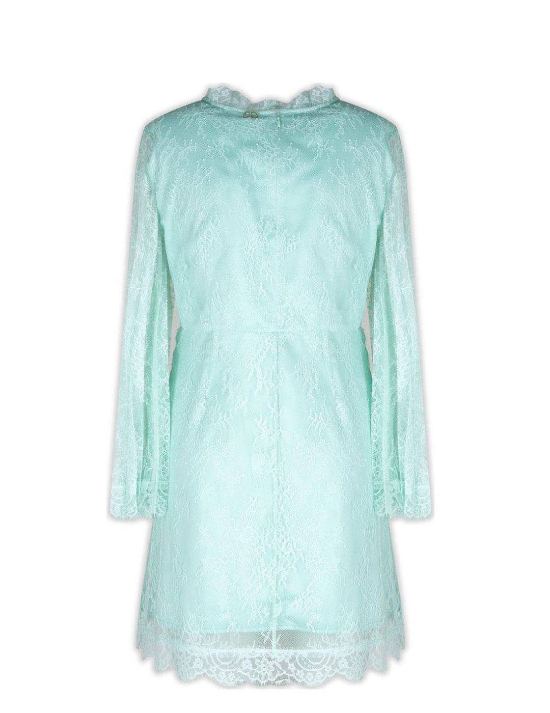 Vestido corto de encaje plisado