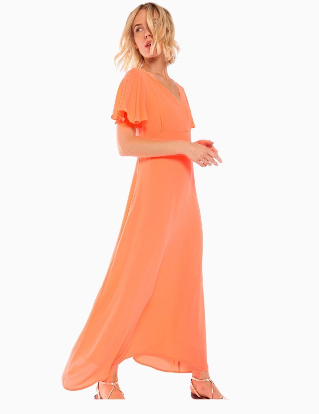 Vestido Vilagallo Florence Flúor Orange Georgette