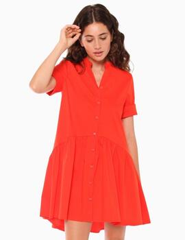 Vestido Vilagallo Angela Coral Red Poplin