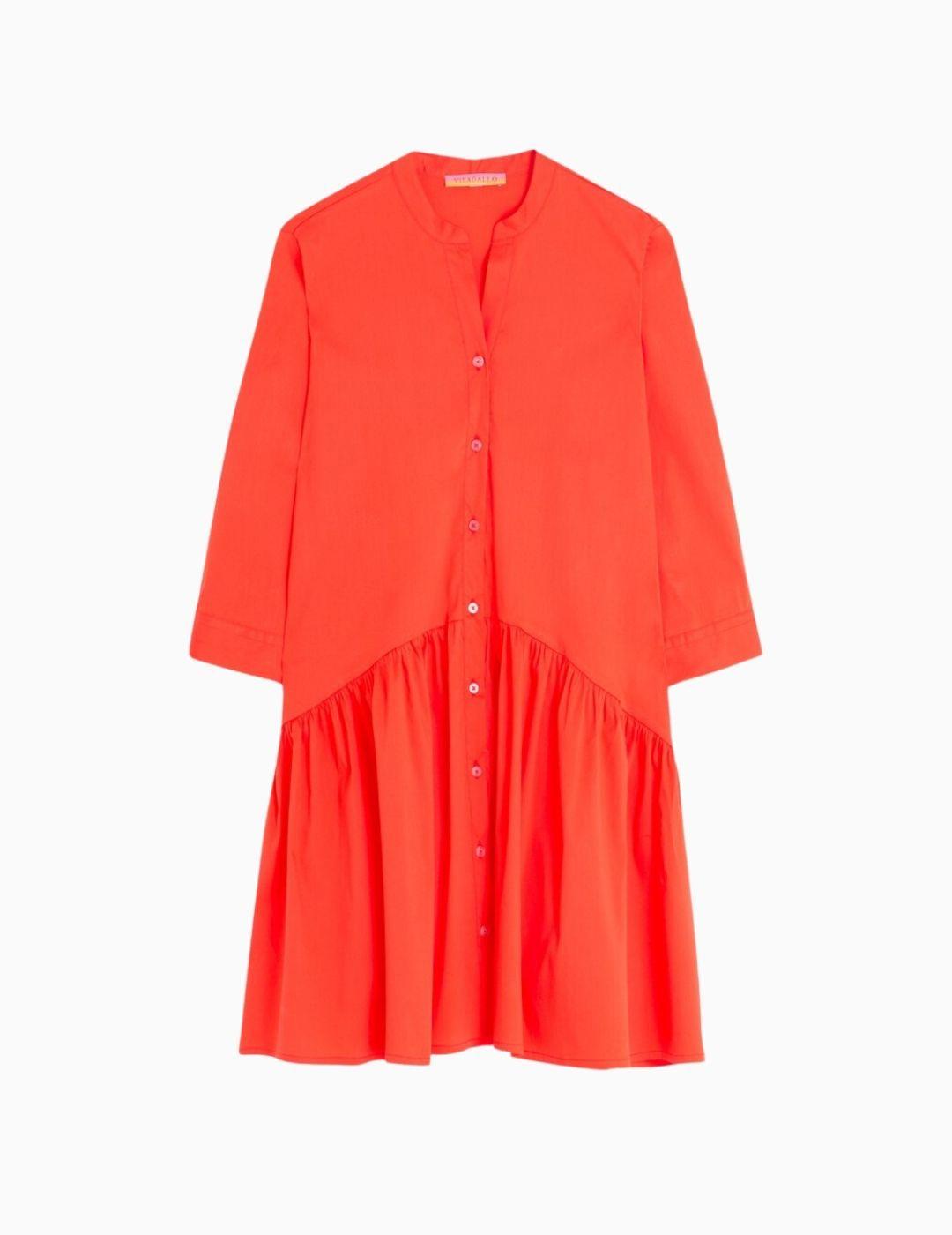 Vestido Vilagallo Angela Coral Red Poplin