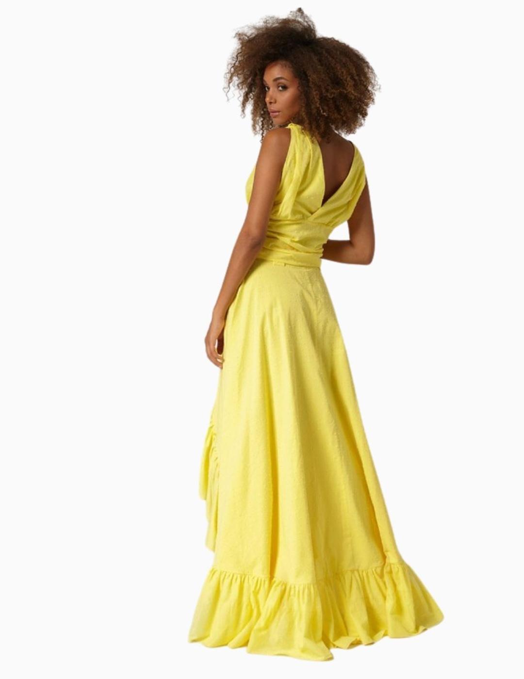 Falda Mangata Larga Pareo Plumeti Amarillo