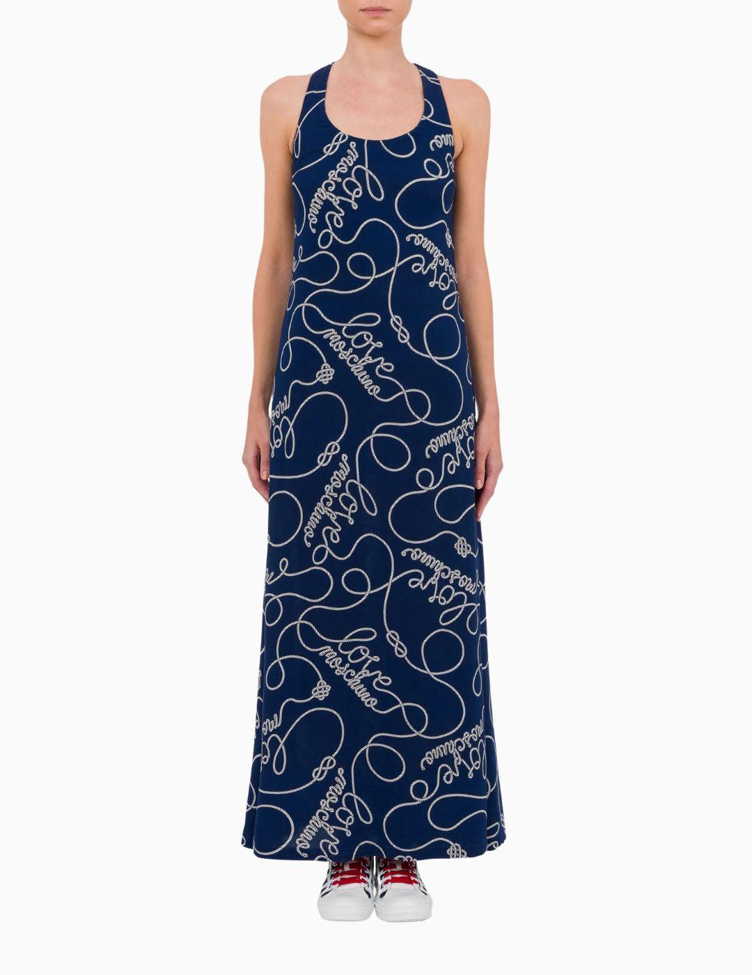Vestido Love Moschino Largo de Crepé Allover Ropes
