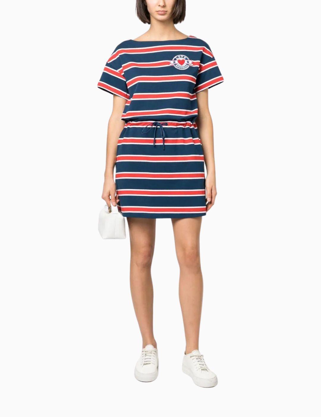 Vestido Love Moschino Corto de Algodón a Rayas