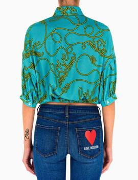 Blusa Love Moschino de Crepé Allover Rope