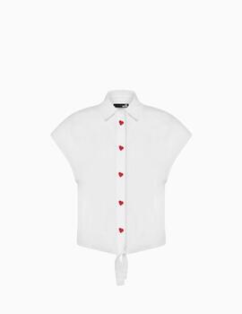 Camisa Love Moschino de Popelina Elástica Heart