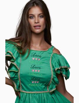 Vestido Mangata Corto Verde Love