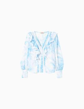 Blusa Twinset vaporosa blanca azul