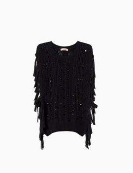 Jersey TWINSET poncho con bordado a mano negro