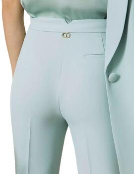 Pantalones TWINSET evasé de crepé de cady verde