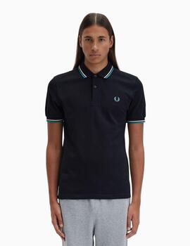 Polo FRED PERRY con ribete con dos franjas.