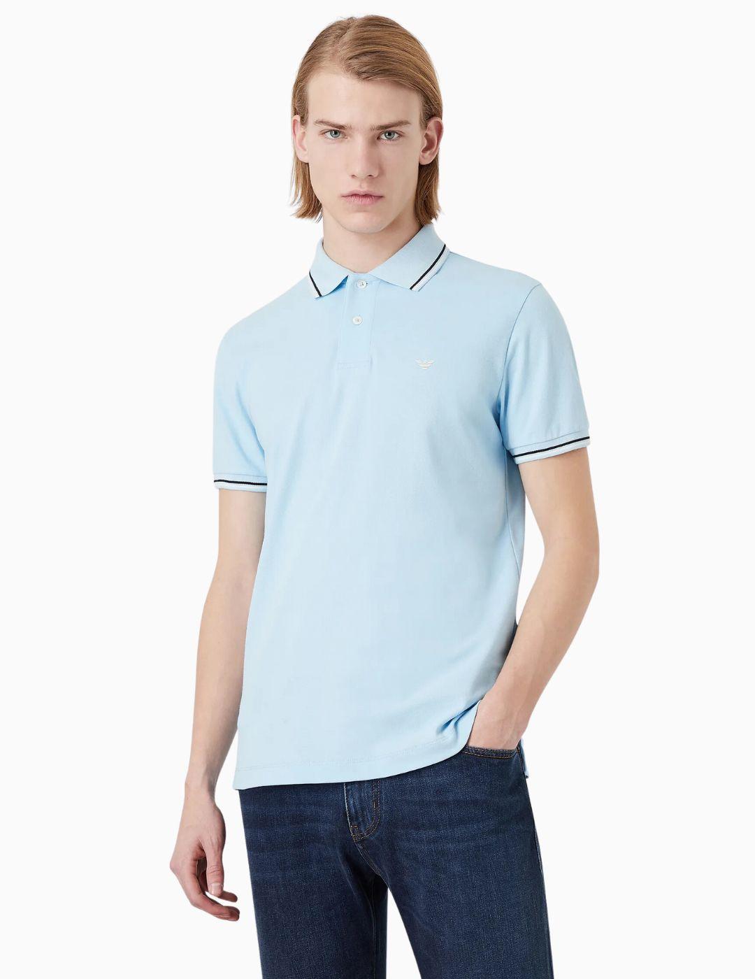 Polo  Emporio Armani azul raya