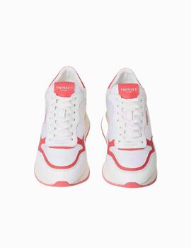 Zapatilla TWINSET Bicolor Optical Blanca/Fucsia