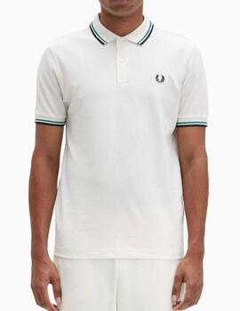 Polo FRED PERRY con ribete con dos franjas.