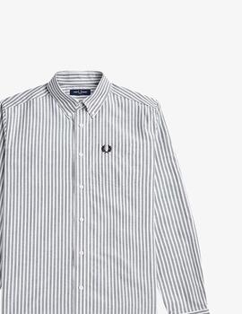 Camisa Fred Perry Oxford rayas gris y blanco