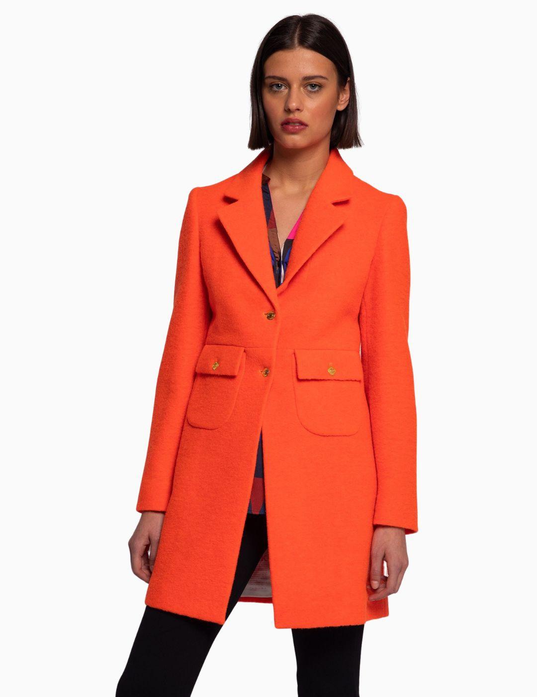 Abrigo VILAGALLO Lucia Orange Neon Wool