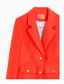 Abrigo VILAGALLO Lucia Orange Neon Wool