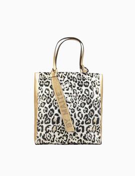 Bolso LOLA CASADEMUNT de mujer Shopper Dorado Animal Print