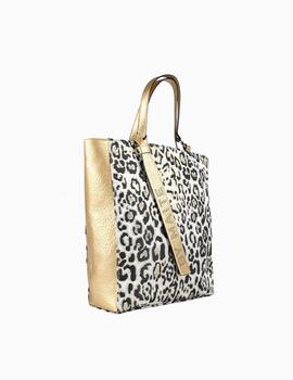 Bolso LOLA CASADEMUNT de mujer Shopper Dorado Animal Print