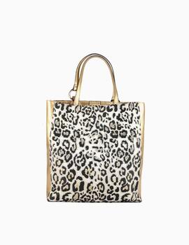 Bolso LOLA CASADEMUNT de mujer Shopper Dorado Animal Print