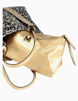 Bolso LOLA CASADEMUNT de mujer Shopper Dorado Animal Print