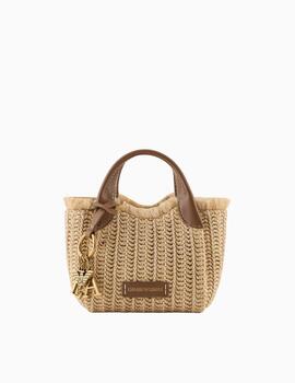 Bolso mini EMPORIO ARMANI mujer rafia beige