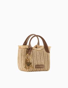 Bolso mini EMPORIO ARMANI mujer rafia beige